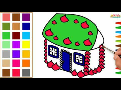 How to draw Christmas house with lights |Christmas house drawing and