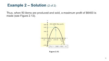 Business Applications Using Quadratics