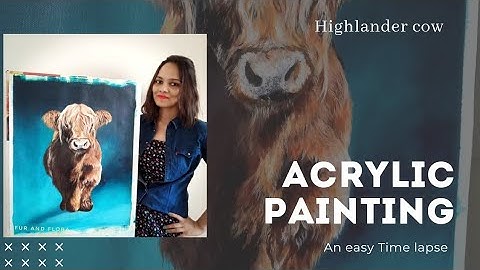Highland cow acrylic painting • Step by step painting tutorial