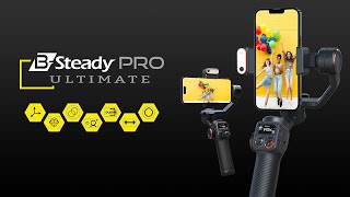 Brica B-Steady PRO ULTIMATE - 3-Axis Smartphone Gimbal - Bonus AI Vision Sensor + LED Light + Tripod + Hard Case - Black - BSPU