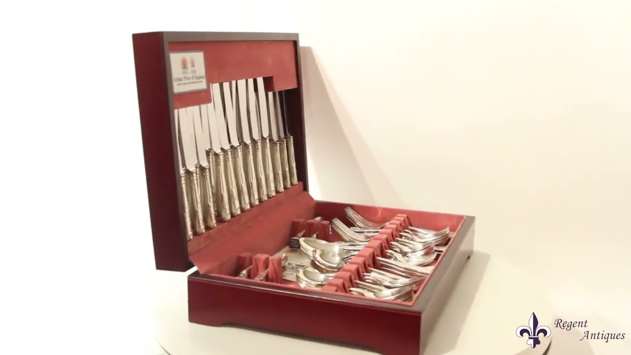 Antique Canteen Sterling Silver Cutlery Kings Pattern London - YouTube