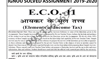 ECO-11 Solved Assignment 2019-20