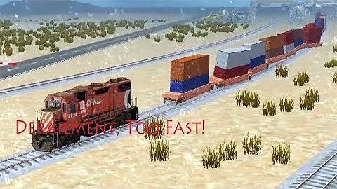 Train Sim Using EMD GP38 Double Stack In Rainy Desert Got Derailment