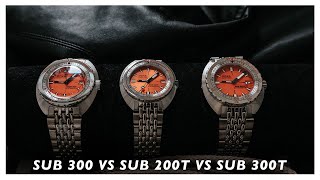What are the differences between the DOXA SUB 200T, SUB 300T & SUB 300?