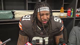 Cleveland Browns Defensive End Alex Wright Meets with Media After Win