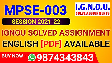 MPSE-003 Solved Assignment 2021-22 in English, MPSE 3 Solved Assignment 2022, MPSE-003 Assignment