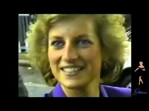 Princess Diana in a blue suit meeting bystanders in Liverpool, England, UK (1989)