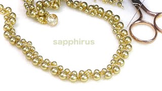 【簡単】金属アレルギー対応　スワロフスキーパールのメタリックネックレス✨作り方　 How to make a pearl necklace with Swarovski. Easy tutorial.