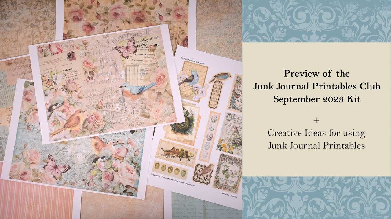 The Junk Journal Printables Club - Preview of Sept 2023 Kit + quick look at the Brother Scan'n'Cut