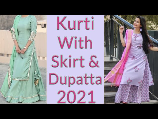 Pink short kurti with skirt & dupatta – Label Reet Rang