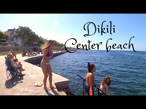 İzmir DİKİLİ CENTRAL BEACH, Hot Summer Walking Tour, Travel Turkey [4K UHD 60 FPS]