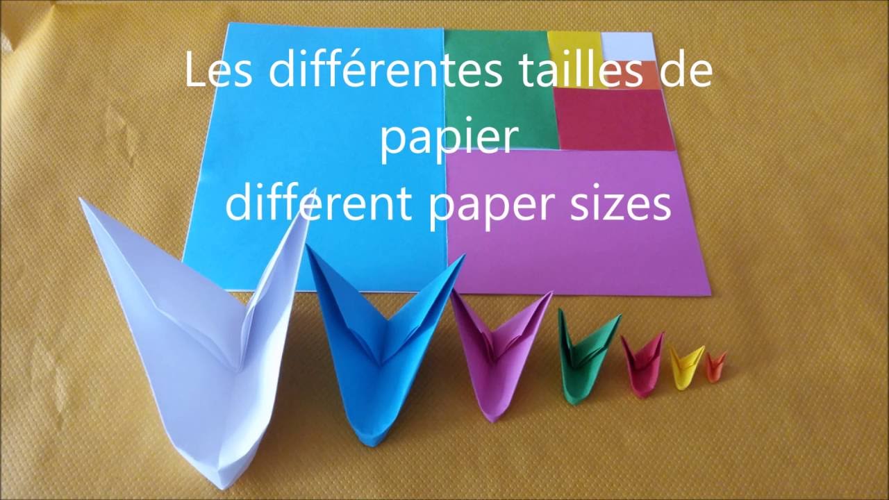 different paper sizes / les différentes tailles de papier origami 3d