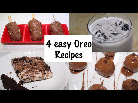 4-easy-oreo-recipes---oreo-milkshake-/-oreo-truffles-/-oreo-cheesecake-/-oreo-chocobar-ice-cream