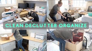 CLEAN DECLUTTER ORGANIZE || CLEANING MOTIVATION || MESSY OFFICE DECLUTTER