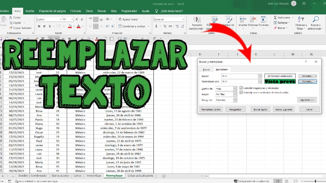 Buscar y reemplazar Textos en Excel - YouTube