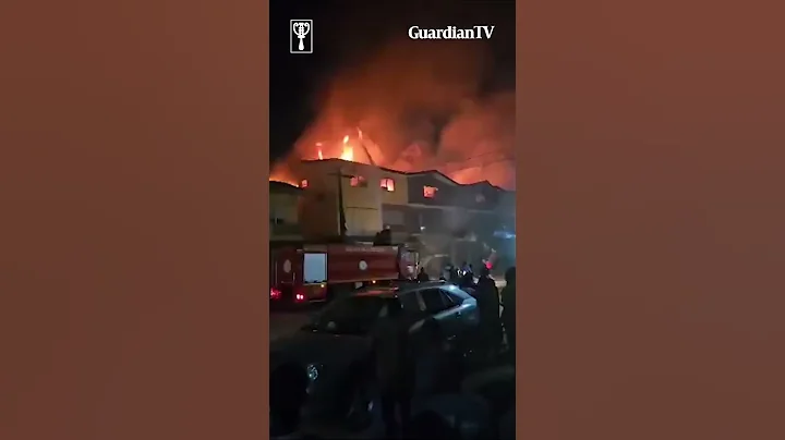 Fire guts shops at Alaba Market in Lagos on Tuesday night