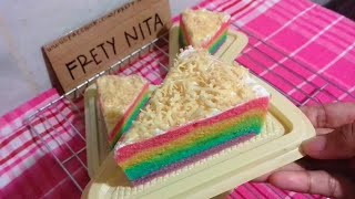 CARA MEMBUAT RAINBOW CAKE POTONG EKONOMIS CUMA 3 TELUR SAJA,EMPUK ENAK DAN SEDERHANA