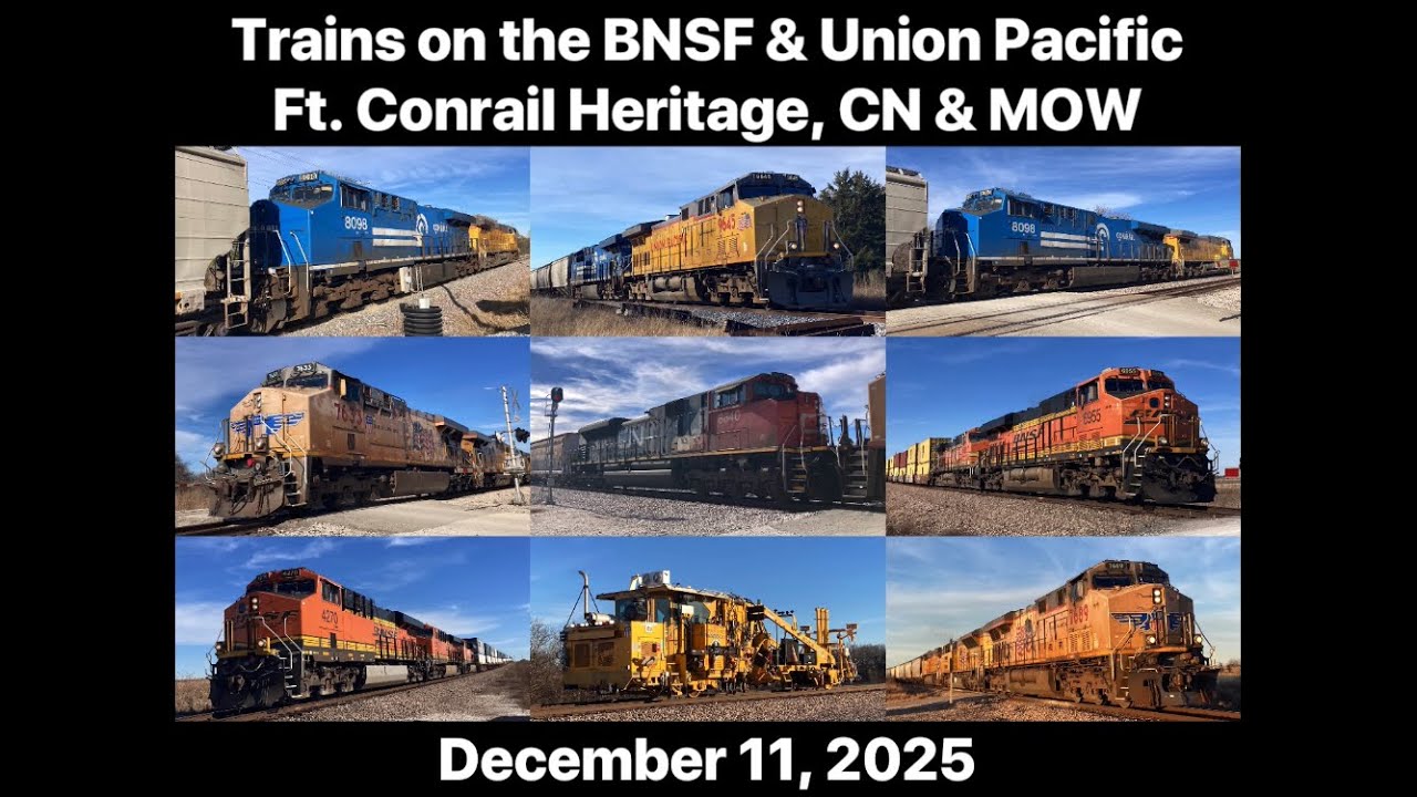 Trains of the BNSF & UPRR - Ft. Conrail Heritage, CN SD70M-2 & MOW (December 11, 2025)