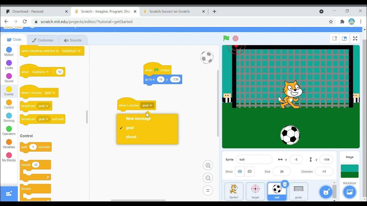 How to make a soccer game in scratch YouTube