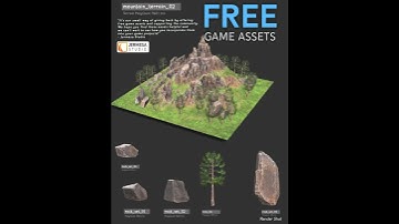 Free 3d game assets : Rocky Mountain terrain, tree and rocks for Unity #unityasset #freeassets