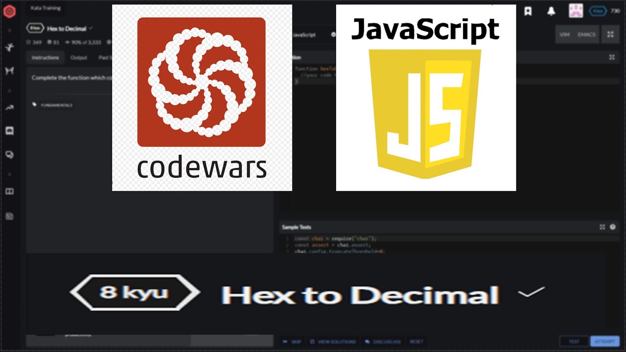 [ 8 kuy ] Hex to Decimal / CodeWars / JavaScript - YouTube