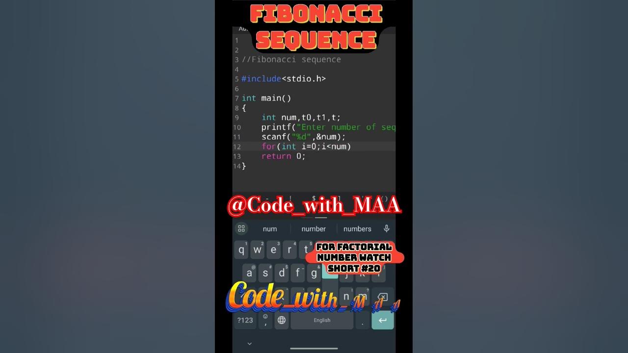 #32 || Fibonacci Series || Series of 0,1,1,2,3,.... || #coding #tech # ...