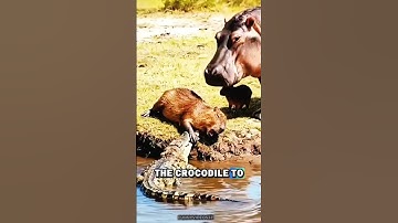 Hero Hippo Saves Capybara from Crocodile 🐊🦛 | Unbelievable Animal Rescue!#shorts #animalstory