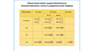 Правописание безударных падежных окончаний имен существительных во множественном числе