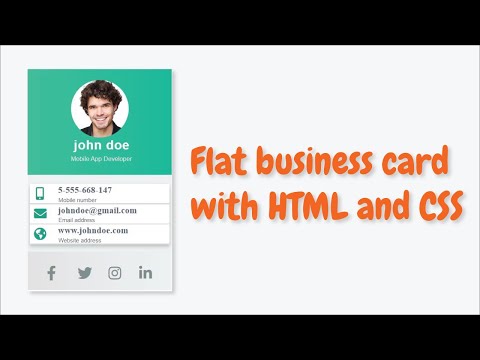 Flat beautiful business card with HTML and CSS