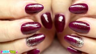 gel nails acrylic nail polish autumn berry colour glitter