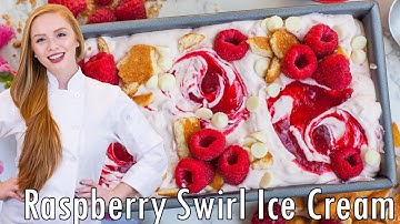 White Chocolate Raspberry Swirl Ice Cream - The BEST Homemade Ice Cream Recipe!!