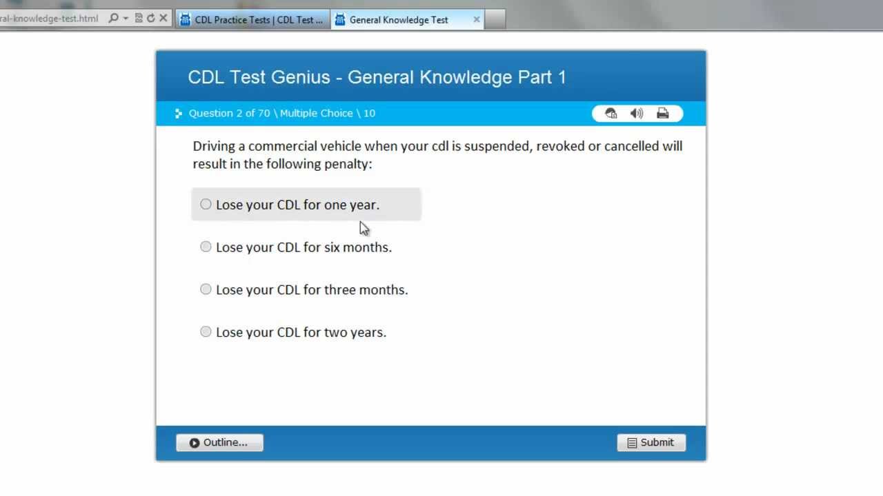 cdl practice test general knowledge