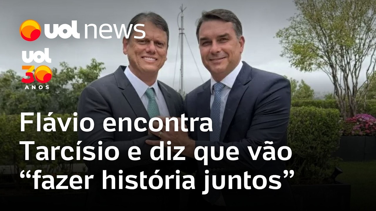 Flávio Bolsonaro encontra Tarcísio, posta foto e diz que vão 'fazer história juntos'