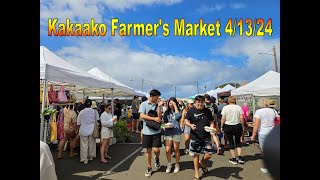 [4K] Kakaako Farmers Market on 4/13/24 in Honolulu, Oahu, Hawaii