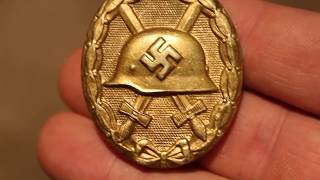 GOLD WWII Wound Badge, Marked 13