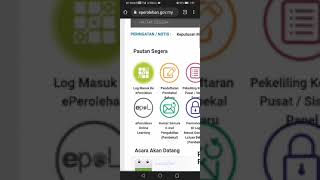 Cara-cara log masuk ePerolehan melalui telefon bimbit Andriod.