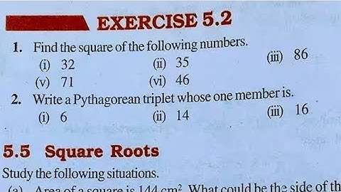 Exercise 5.2 Squares and Square Roots | EX. 5.2 Class 8 Maths | Exercise 5.2 Class 8 Chapter 5 |