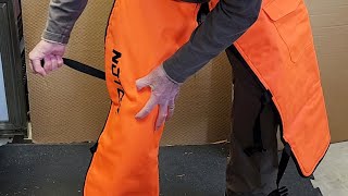 Fitting the Notch Medium Apron Style Chainsaw Chaps in Orange