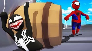 Venom can't escape CRUSHING TRAP set by Spiderman... (Human Fall Flat)