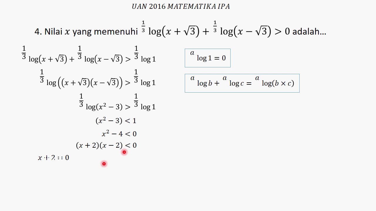 Contoh Soal Persamaan Dan Pertidaksamaan Logaritma