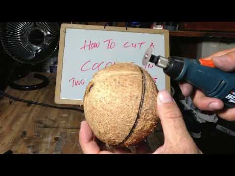 How to cut a Coconut in two perfectly equal halves using a rotary tool