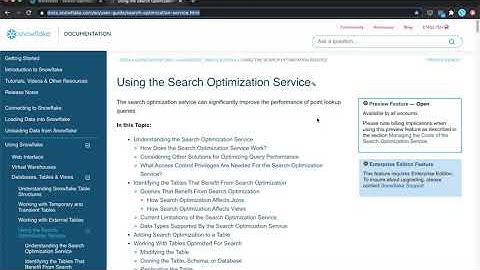 Snowflake Search Optimization Service demo