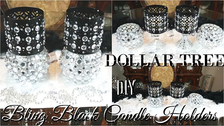 DIY DOLLAR TREE BLING BLACK CANDLE HOLDERS 💎  DOLLAR STORE DIY 💎 DIY GLAM ROOM DECOR