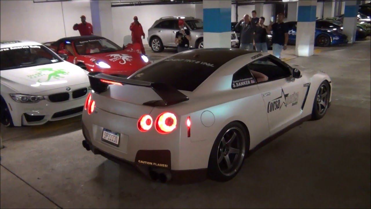 EPIC BATTLE !!! Super Loud Nissan GT-R vs Ferrari F430 Spider // Corsa America Rally Washington DC