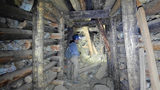 Amazing 1906 Era Copper Mine With Incredible Timbering, Colorful Mineral Vein Huge Ore Bin