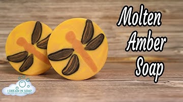 Cold process soap making, soap dough embeds, Molten amber cold process soap