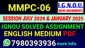 MMPC-06 Solved Assignment 2024-25 English, MMPC-06 Solved Assignment 24-25, MMPC 6 Assignment