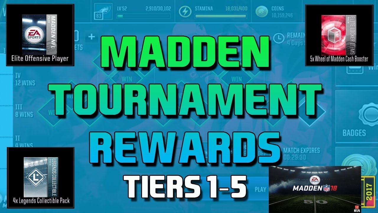 Week 2 Tournament Rewards Tiers 1-5!!! Elite Player!!! - Madden Mobile 18