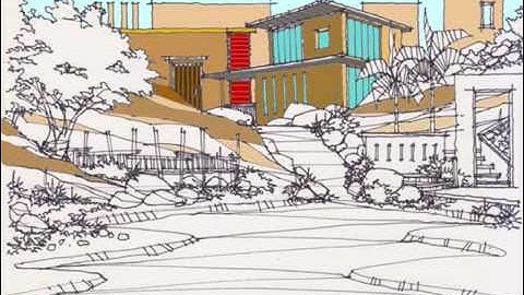 Draw a box : A village... in a multi point perspective.. plus digital colouring. #shorts