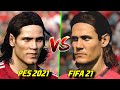 🔥 PES 2021 vs FIFA 21 -  MANCHESTER UNITED Player Faces Comparison Ft. Cavani, Van de Beek, Pogba